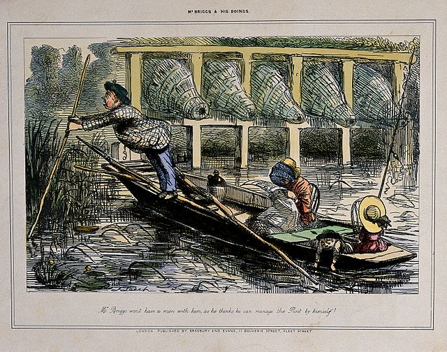 A_man_is_punting_on_a_river_but_his_pole_seems_to_be_stuck;_Wellcome_V0040519.jpg
