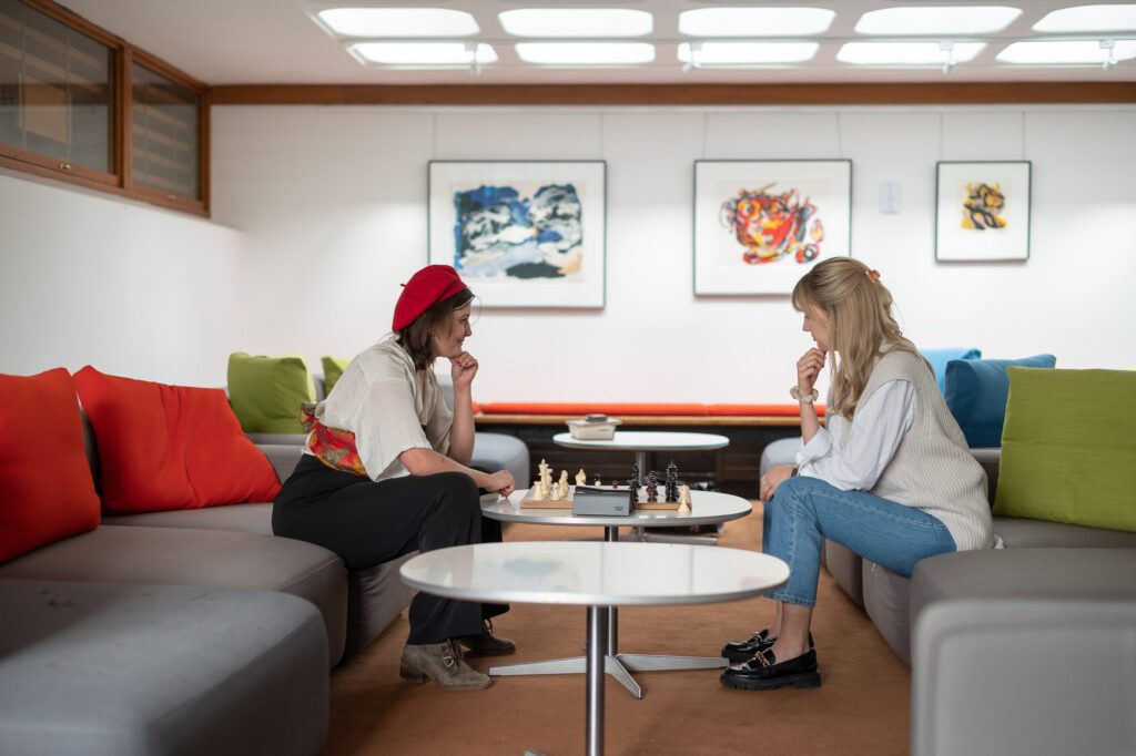 playing chess in the common room