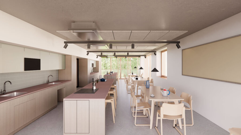 Garden Building kitchen and dining space 